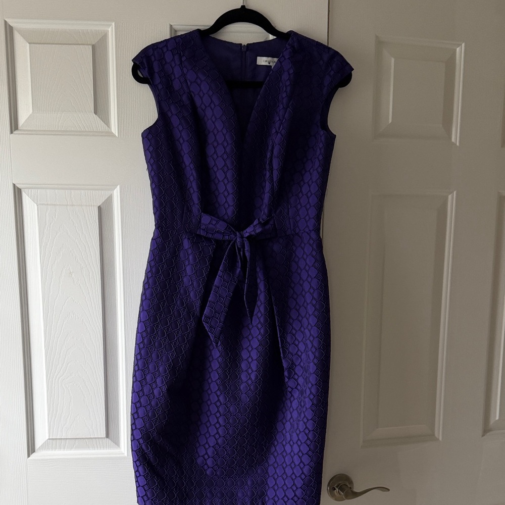 Carmen Marc Valvo Elegant Purple Midi Dress